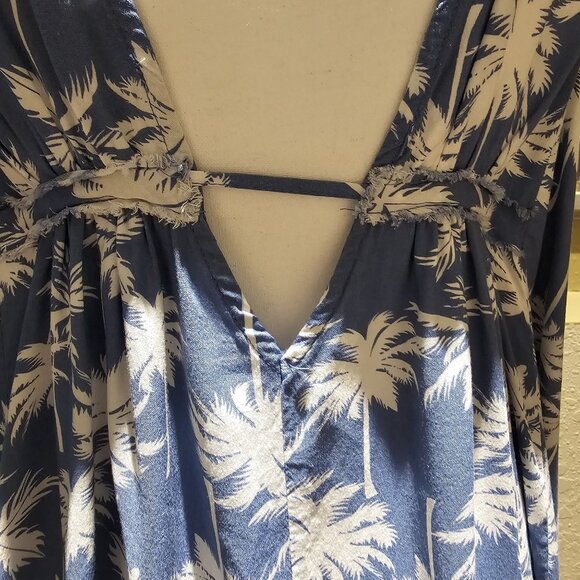 Ocean Drive Mini Cutout Sundress L Coconut girl Hawaiian Beachy Palm Boho Garb - Picture 9 of 9